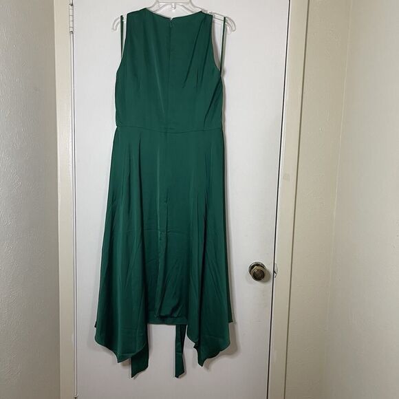 NEW! Maggy London Emerald Green sleeveless midi wrap a line dress US 16 - Picture 7 of 7